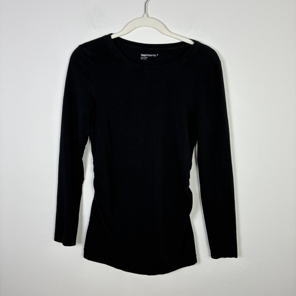 Gap Maternity Pure‎ Body Black Long Sleeve Ruched Top Pregnancy Loungewear Comfy